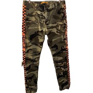 Kloud9 Camo Pants Orange Checkered Trim Hustle Streetwear Men's 38 X 34